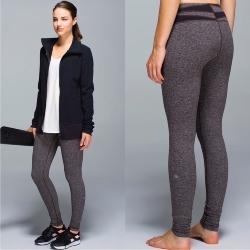 Lululemon Wunder Under Pant Giant Herringbone Black Heathered Black / Brown